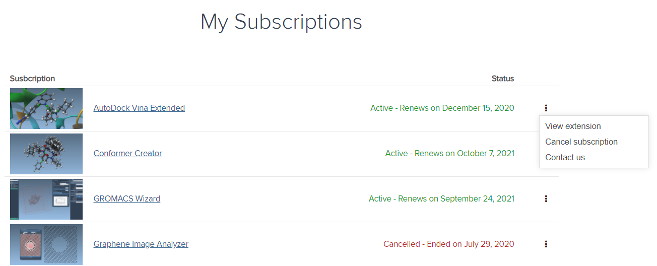 My Subscriptions