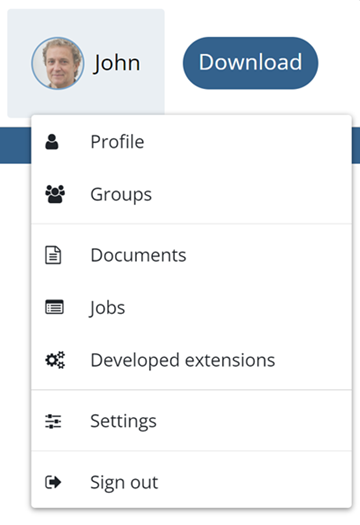 User menu