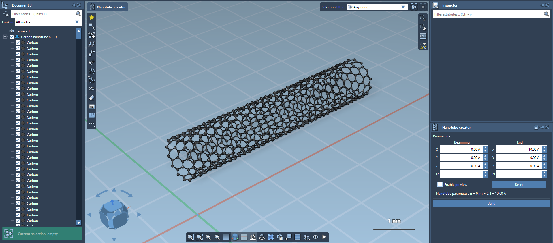 A nanotube generator editor