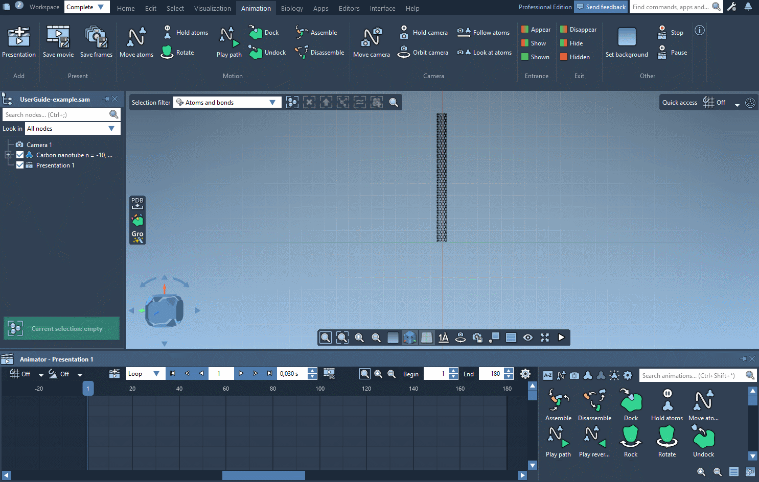 Example: the Pedestal camera animation
