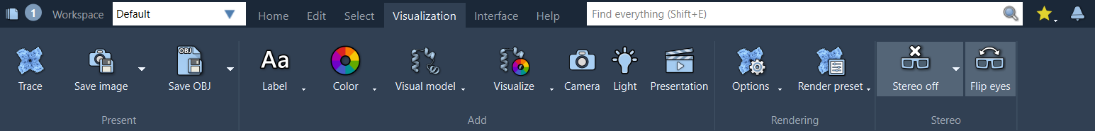 The visualization menu