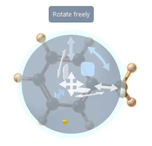 The trackball of the local move editor with a rotation widget highlighted in yellow