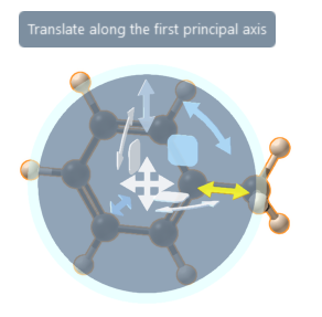 The axis translation widget (highlighted in yellow) of the local move editor