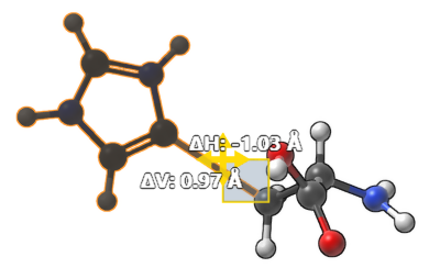 Translating atoms in the camera plane using the local move editor