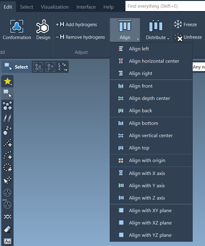 Commands for aligning