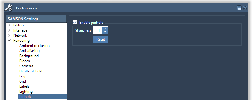 The pinhole settings