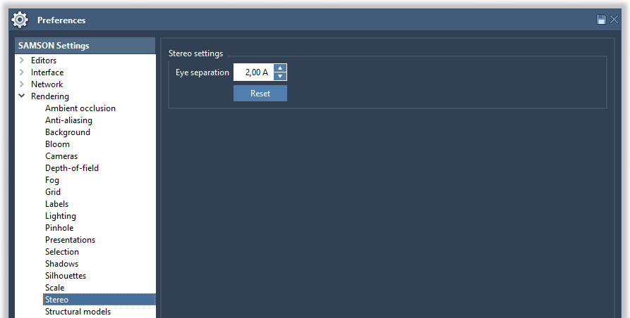 The stereo view preferences