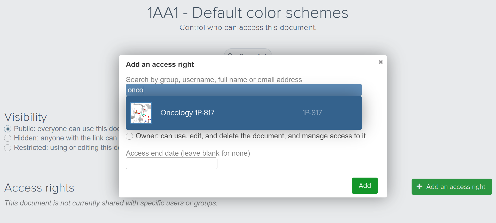 Grant access rights to the document on SAMSON Connect