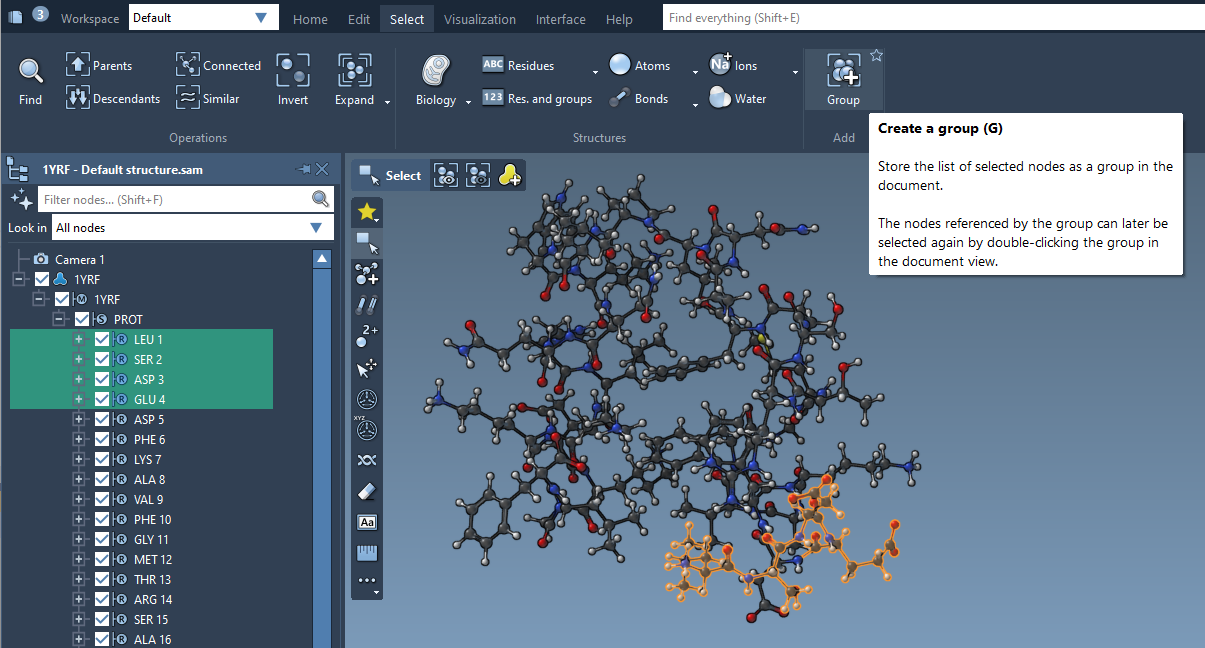 Create a group from the current selection