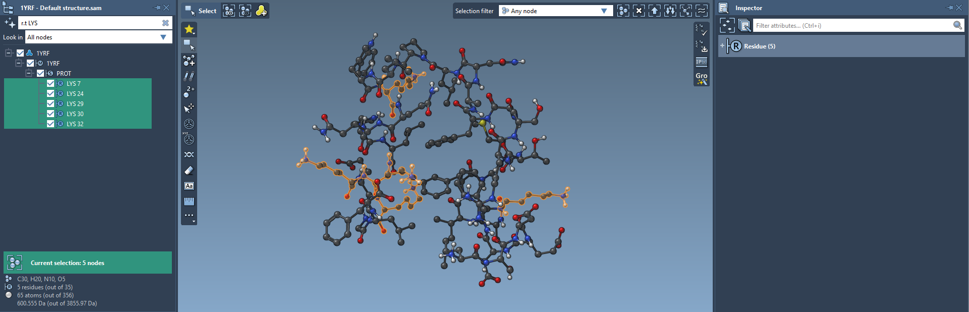 Selecting nodes using a Node Specification Language expression as a filter