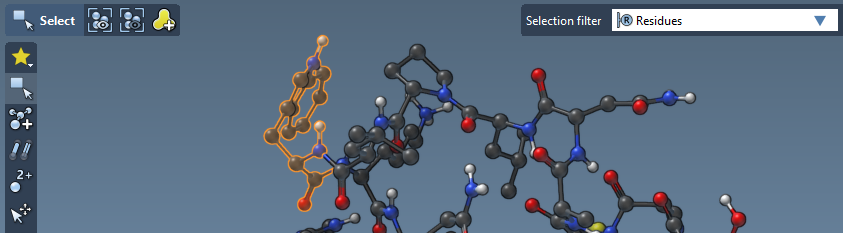 Selecting residues using the point selection editor