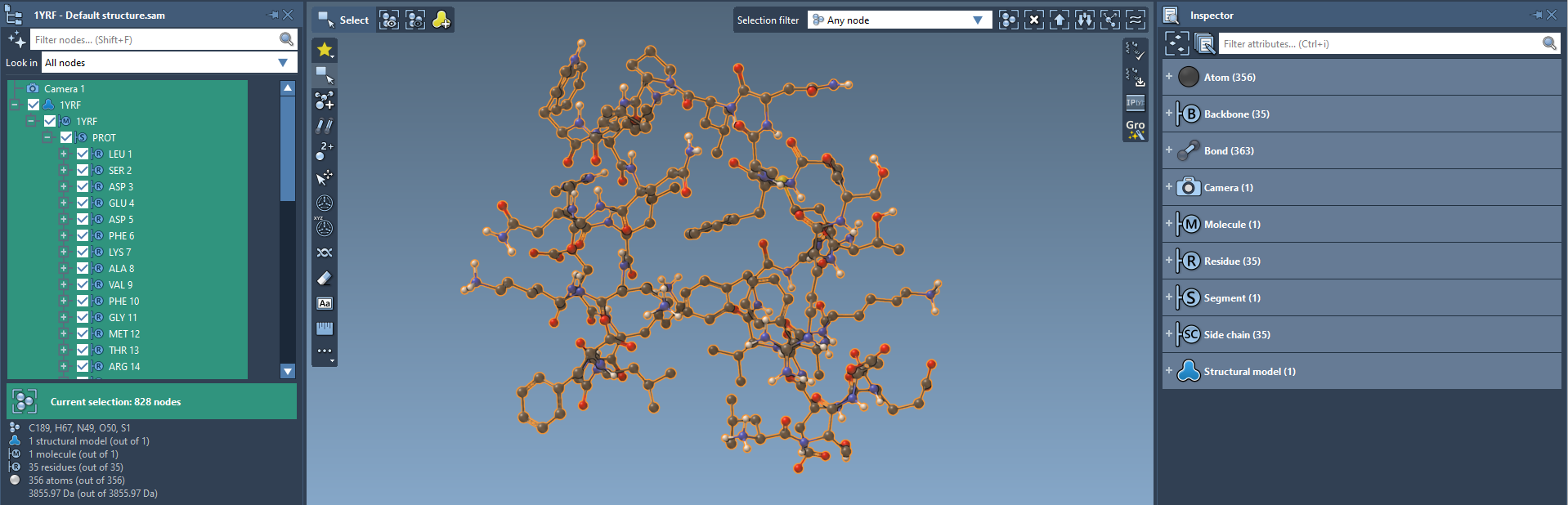 The selection filter: Any node